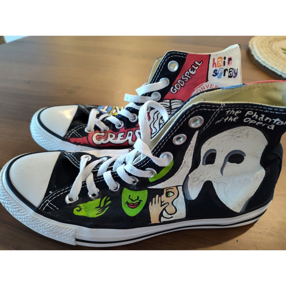 Converse Chuck Taylor High Top Custom Broadway Musical Hand Painted Shoes Black